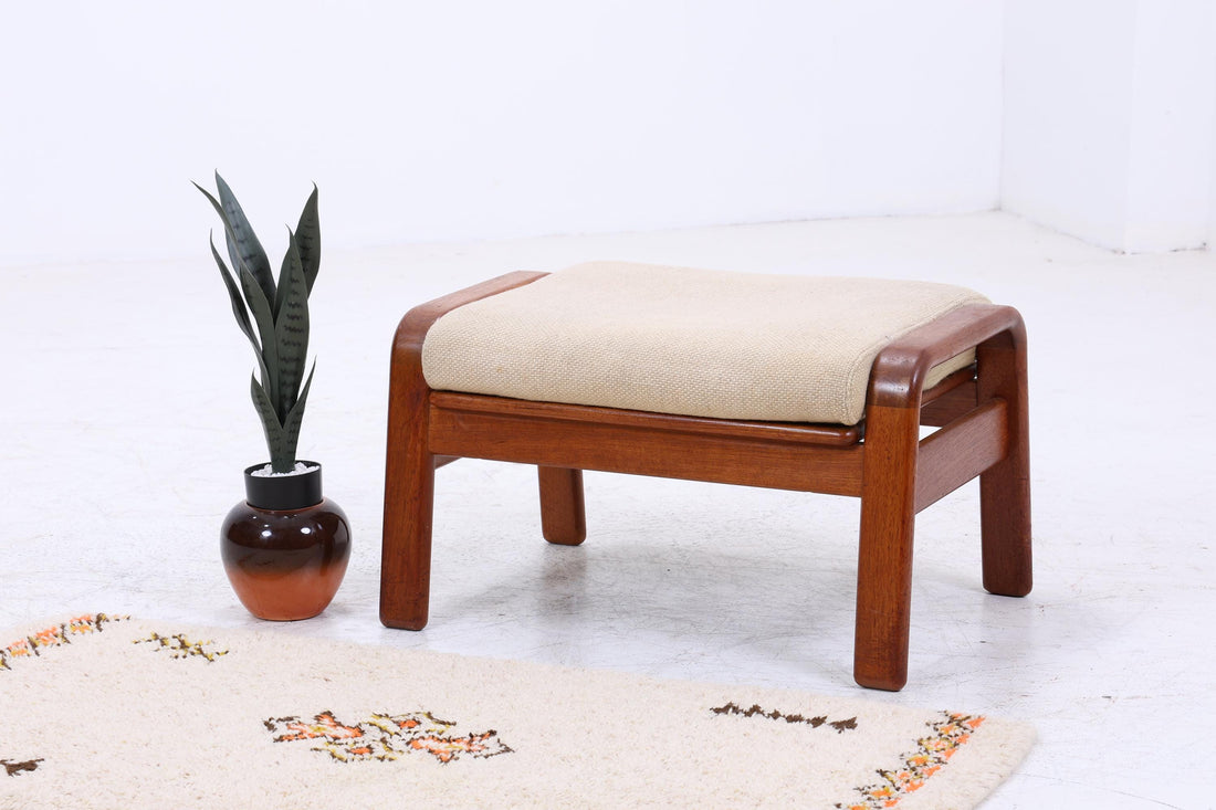 Vintage Fußhocker aus Teak von HS Design | Mid Century Hocker Ottomane Lounge Danish Design 70er