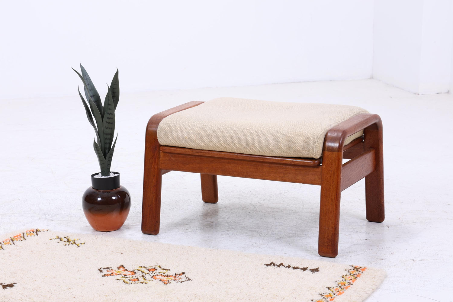 Vintage Fußhocker aus Teak von HS Design | Mid Century Hocker Ottomane Lounge Danish Design 70er