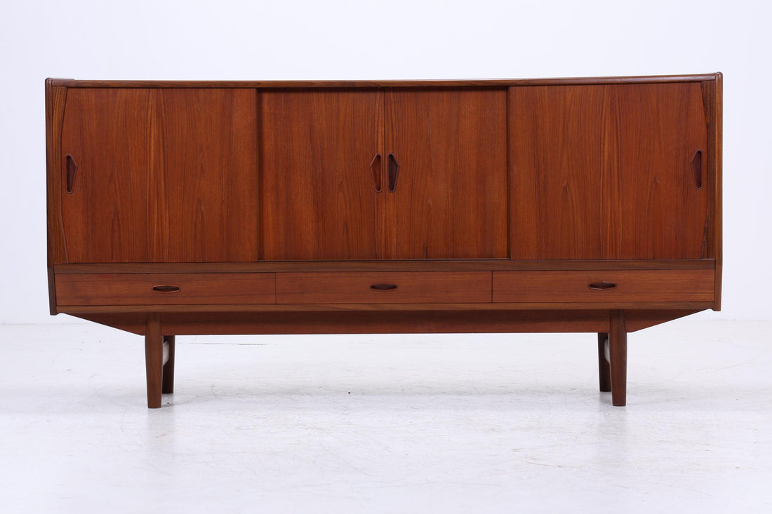 Vintage Teak Sideboard 60er Jahre Danish Design | Mid Century Anrichte mit Schubladen &amp; Fächern Retro Holz Aufbewahrung
