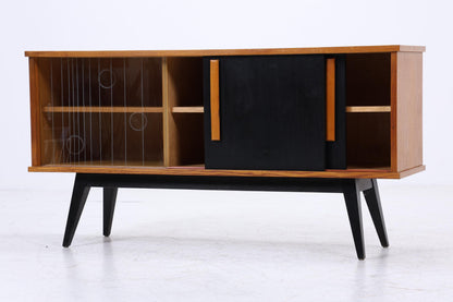 Vintage Sideboard 60er Jahre | Mid Century Vitrine Holz Anrichte Schwarz Design