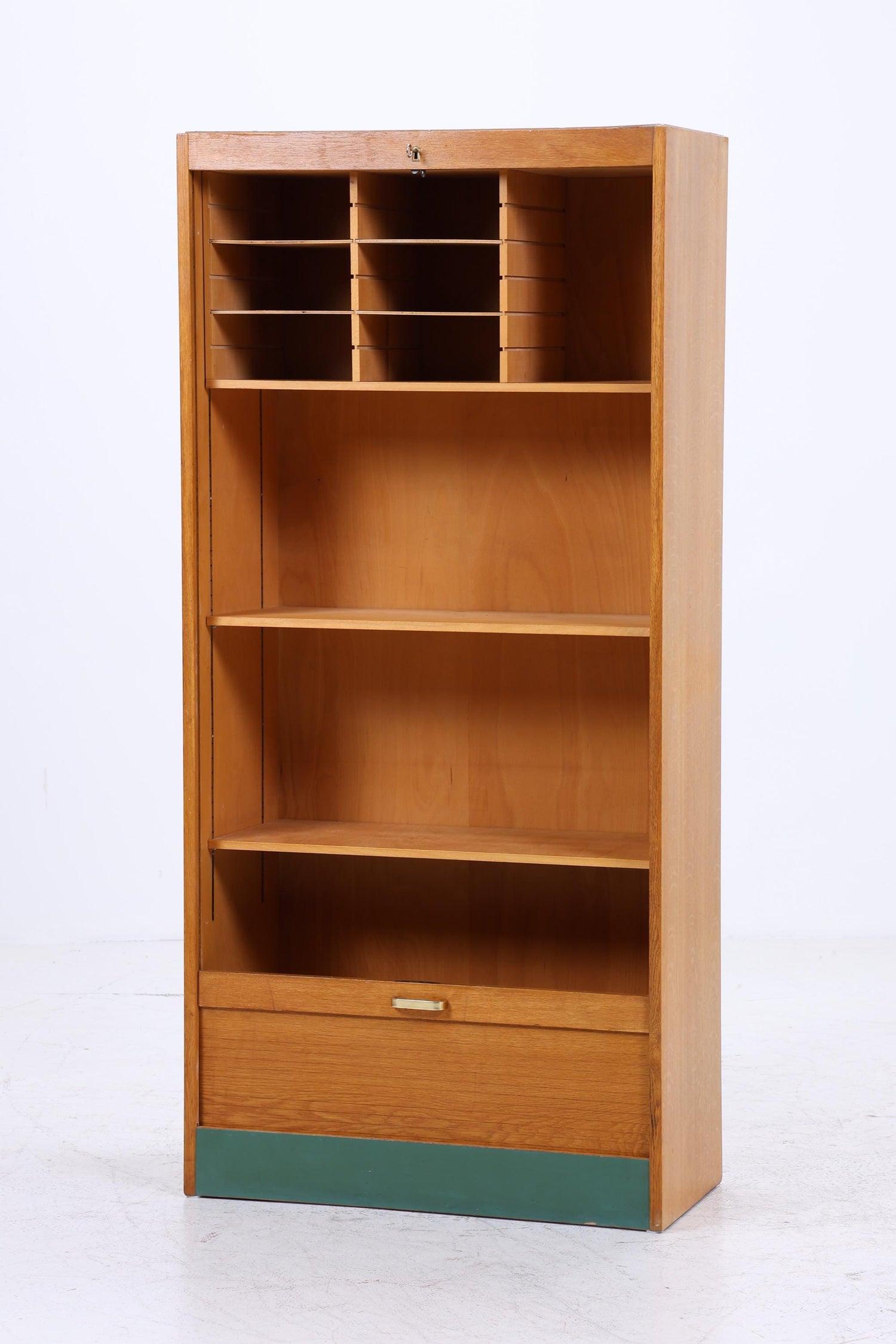 Vintage Rollladenschrank 60er Jahre | Mid Century Schrank Bücherschrank Highboard Holz Aufbewahrung Aktenschrank