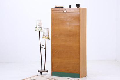 Vintage Rollladenschrank 60er Jahre | Mid Century Schrank Bücherschrank Highboard Holz Aufbewahrung Aktenschrank