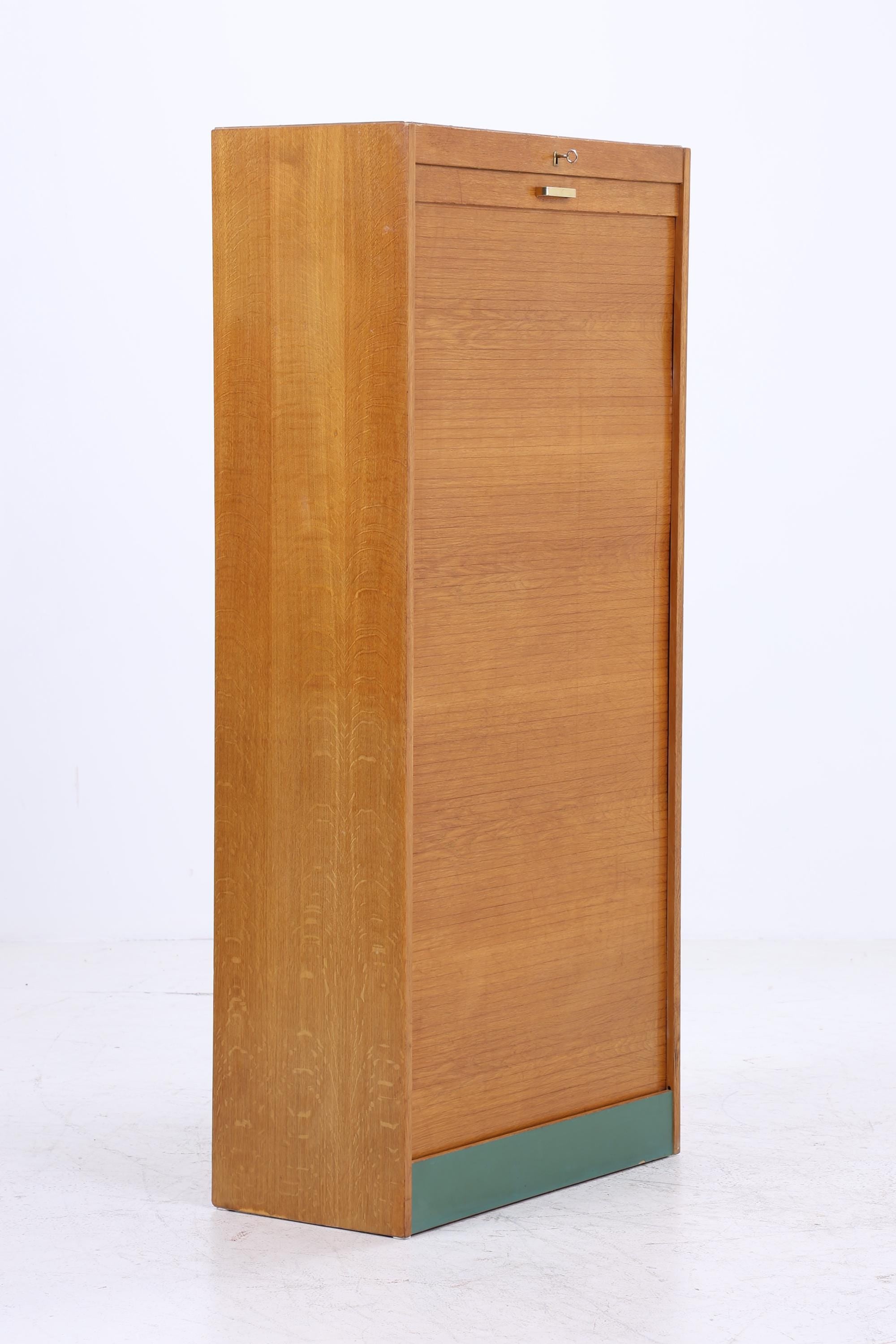Vintage Rollladenschrank 60er Jahre | Mid Century Schrank Bücherschrank Highboard Holz Aufbewahrung Aktenschrank