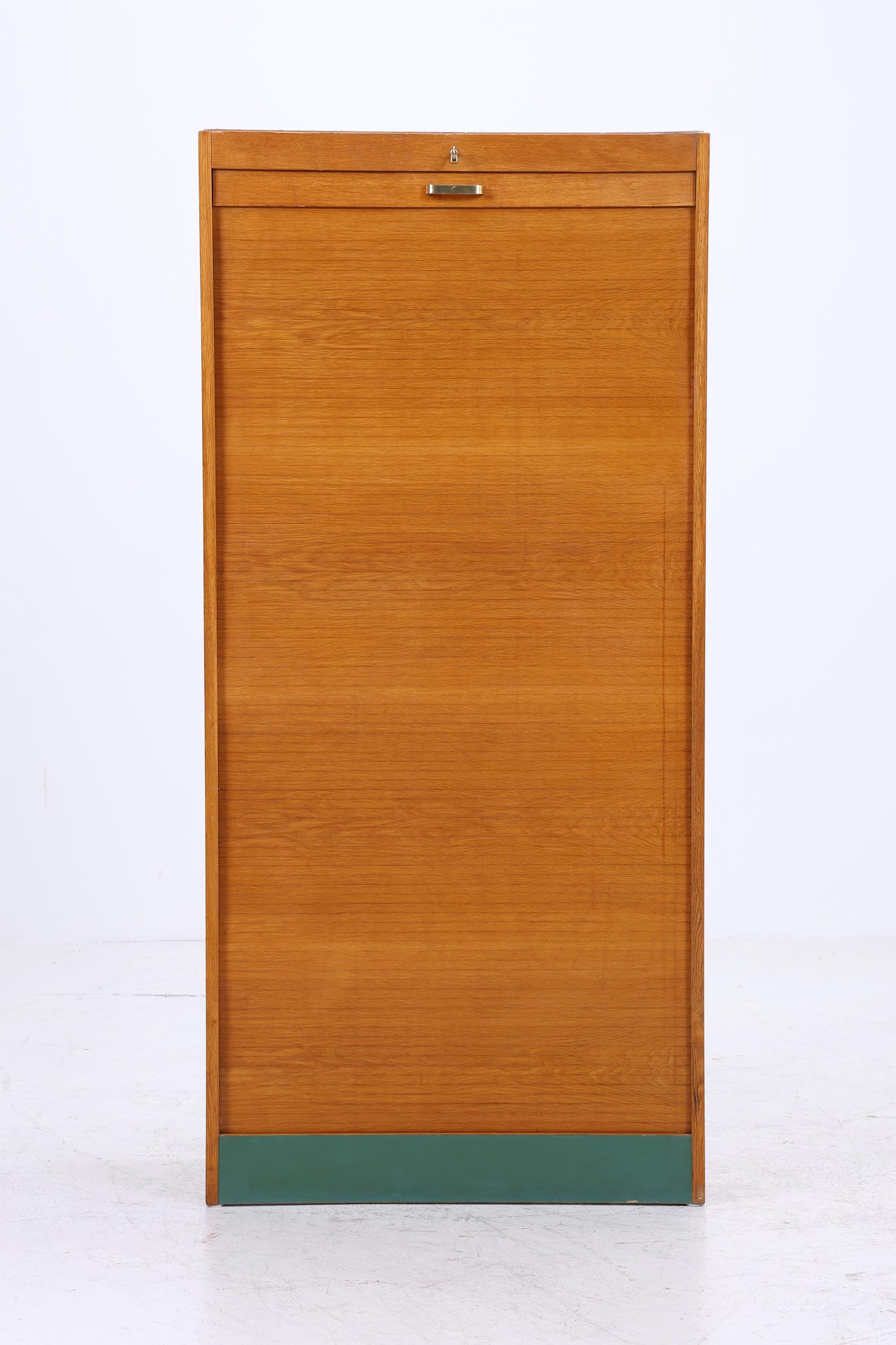 Vintage Rollladenschrank 60er Jahre | Mid Century Schrank Bücherschrank Highboard Holz Aufbewahrung Aktenschrank