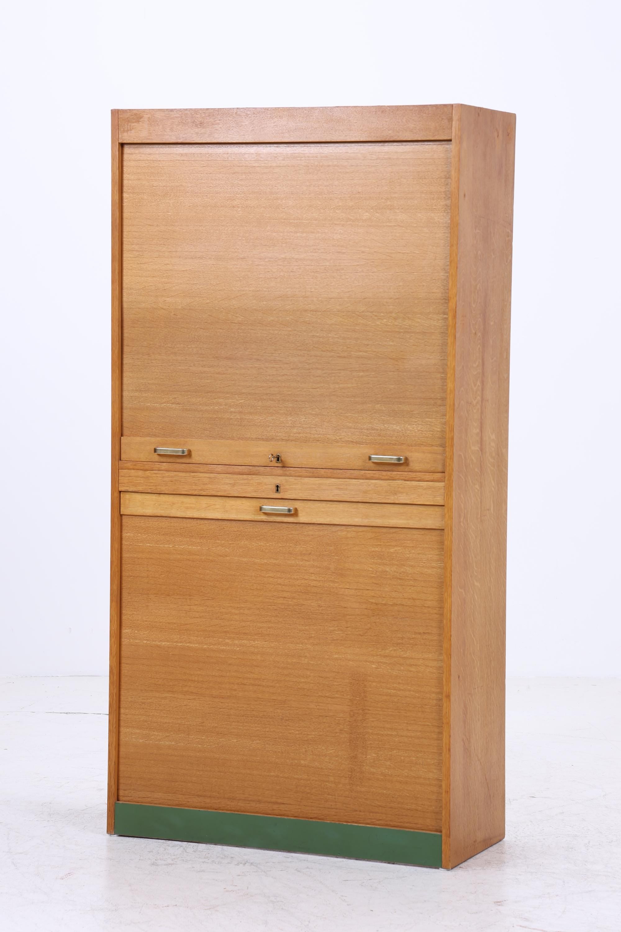 Vintage Rollladenschrank 60er Jahre | Mid Century Schrank Bücherschrank Highboard Holz Aufbewahrung Aktenschrank