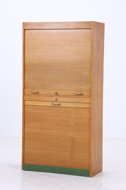 Vintage Rollladenschrank 60er Jahre | Mid Century Schrank Bücherschrank Highboard Holz Aufbewahrung Aktenschrank