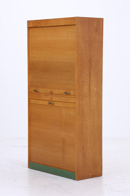 Vintage Rollladenschrank 60er Jahre | Mid Century Schrank Bücherschrank Highboard Holz Aufbewahrung Aktenschrank