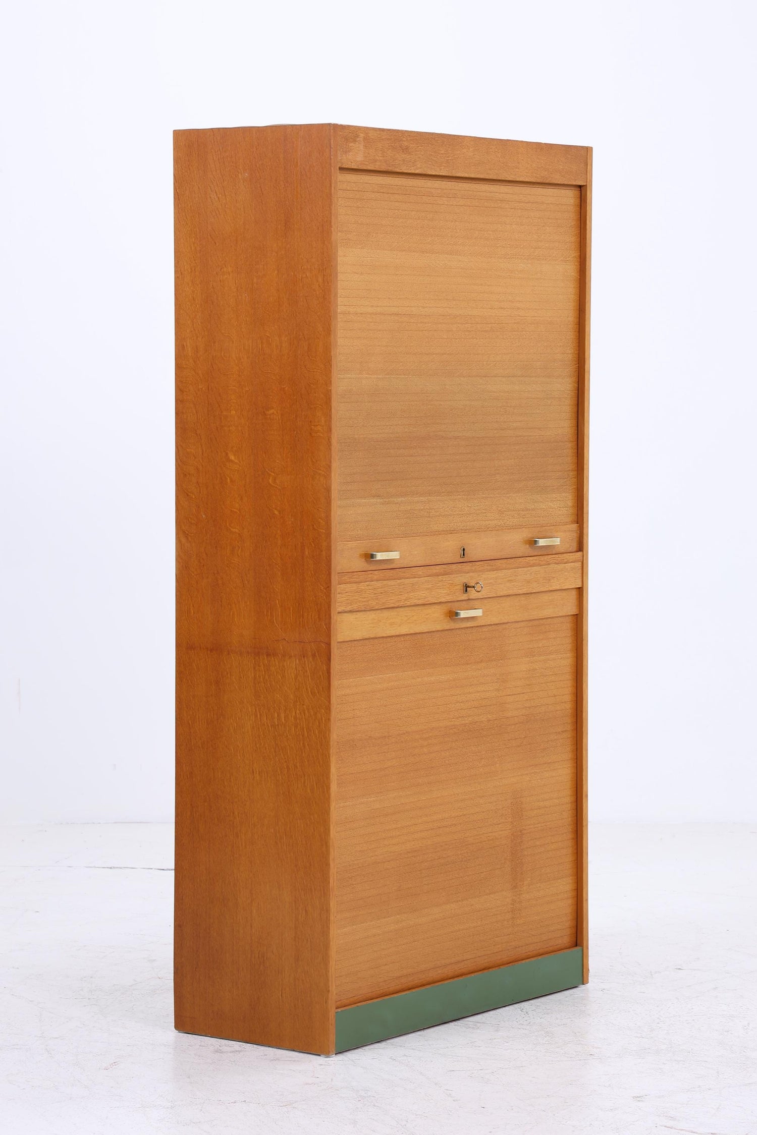 Vintage Rollladenschrank 60er Jahre | Mid Century Schrank Bücherschrank Highboard Holz Aufbewahrung Aktenschrank