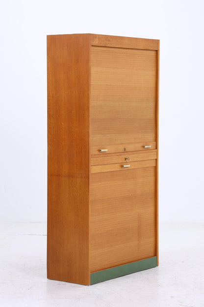 Vintage Rollladenschrank 60er Jahre | Mid Century Schrank Bücherschrank Highboard Holz Aufbewahrung Aktenschrank