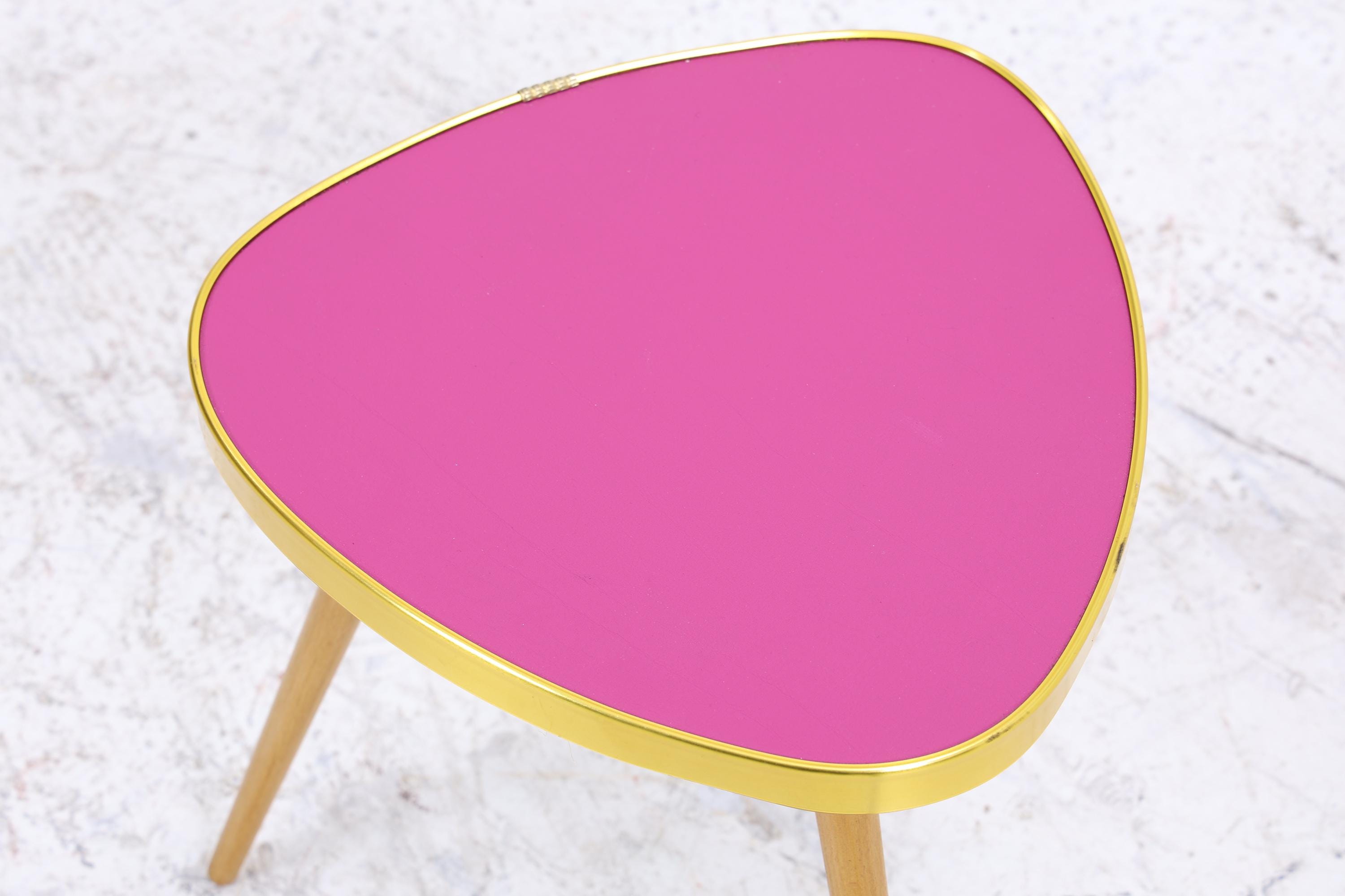 Vintage Blumentisch | Mid Century Nierentisch | Beistelltisch Pink 60er Jahre