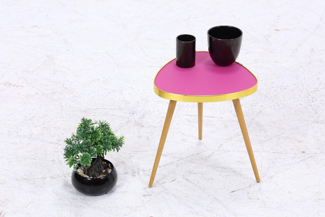 Vintage Blumentisch | Mid Century Nierentisch | Beistelltisch Pink 60er Jahre