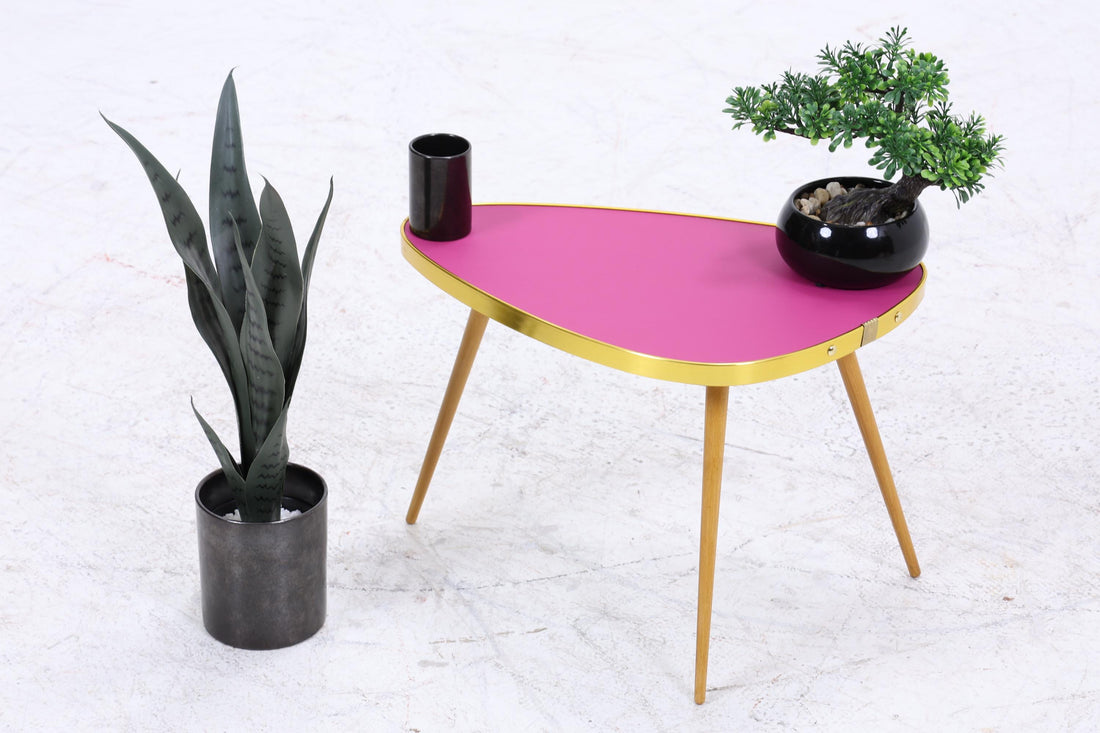 Vintage Blumentisch | Mid Century Nierentisch | Beistelltisch Pink 60er Jahre