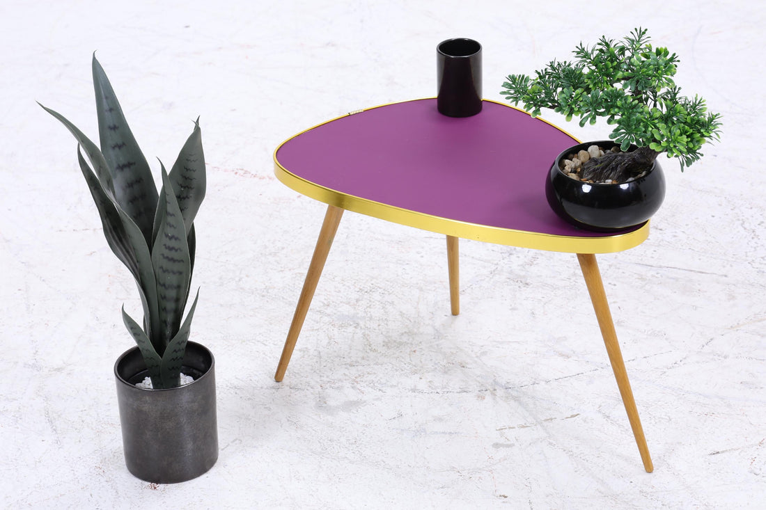 Vintage Blumentisch | Mid Century Nierentisch | Beistelltisch Lila 60er Jahre