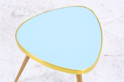Vintage Blumentisch | Mid Century Nierentisch | Beistelltisch Blau 60er Jahre