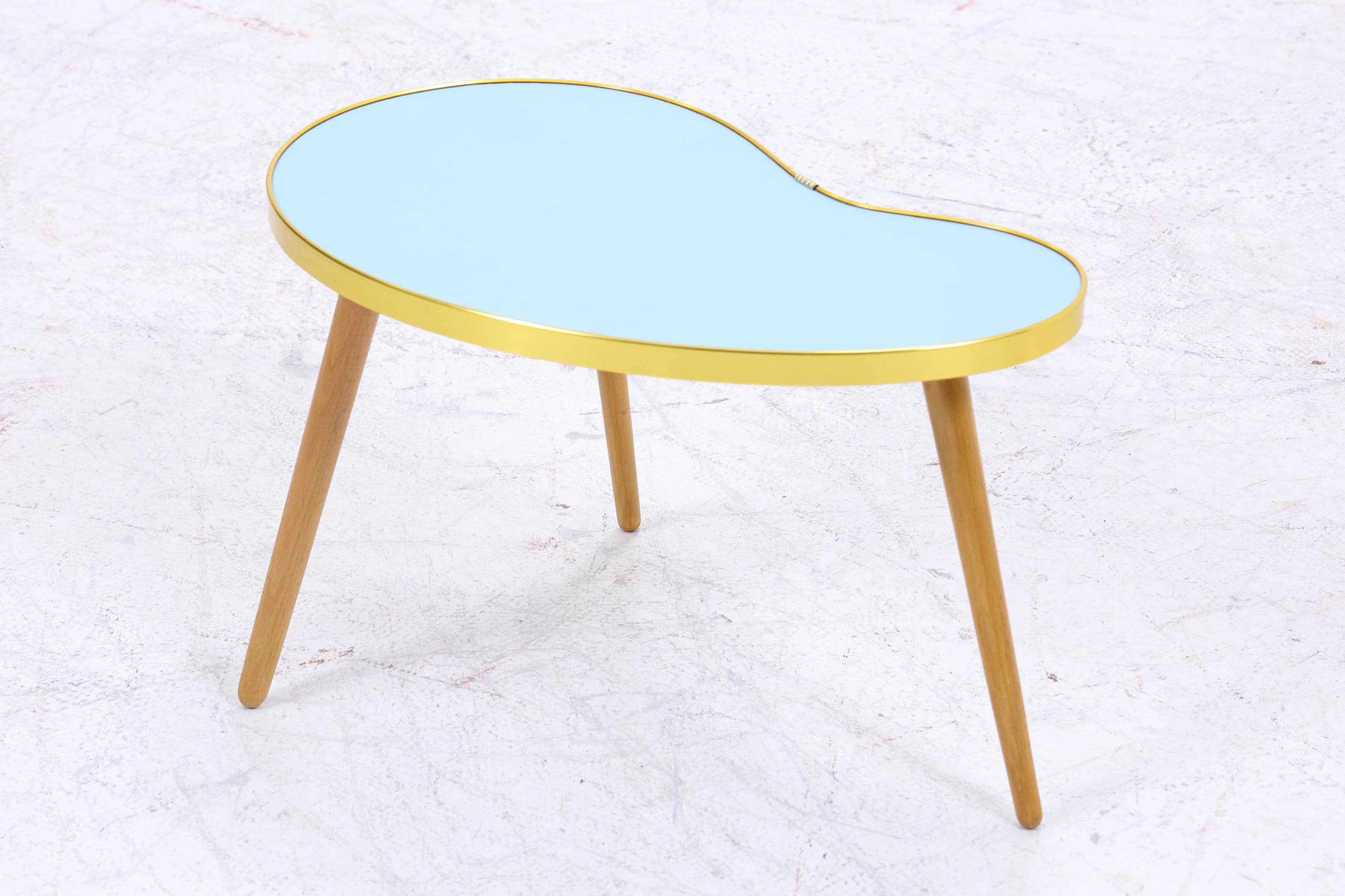 Vintage Nierentisch | Mid Century Blumentisch | Beistelltische Blau 60er Jahre