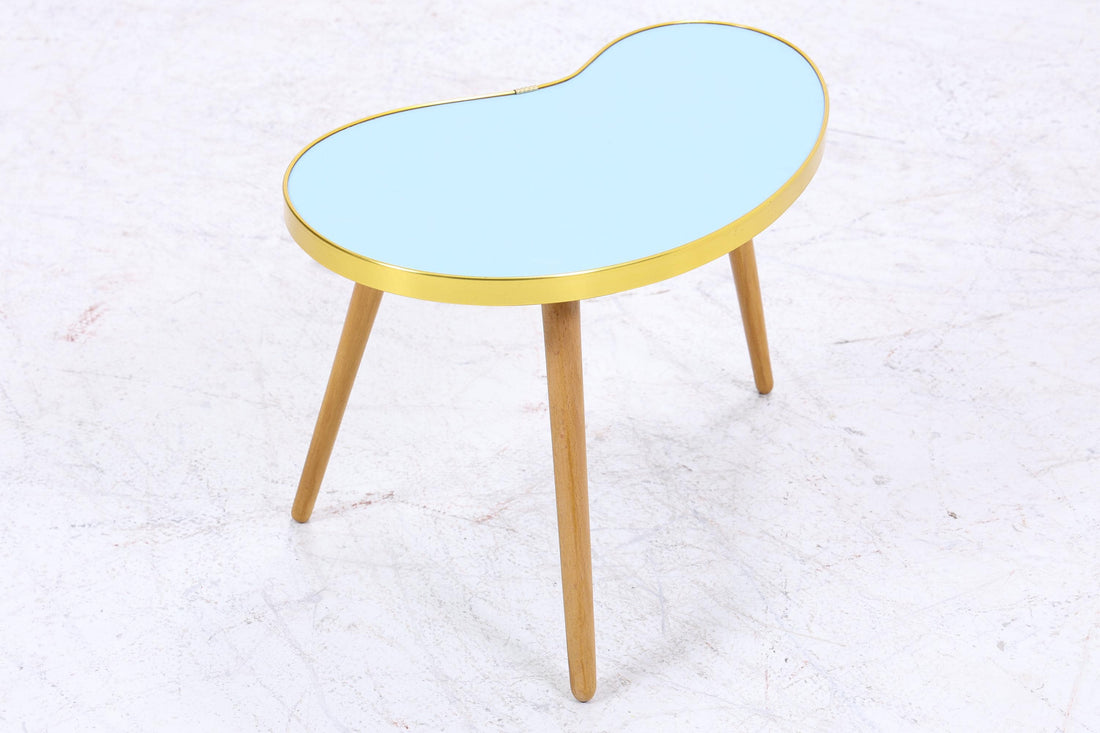 Vintage Nierentisch | Mid Century Blumentisch | Beistelltische Blau 60er Jahre