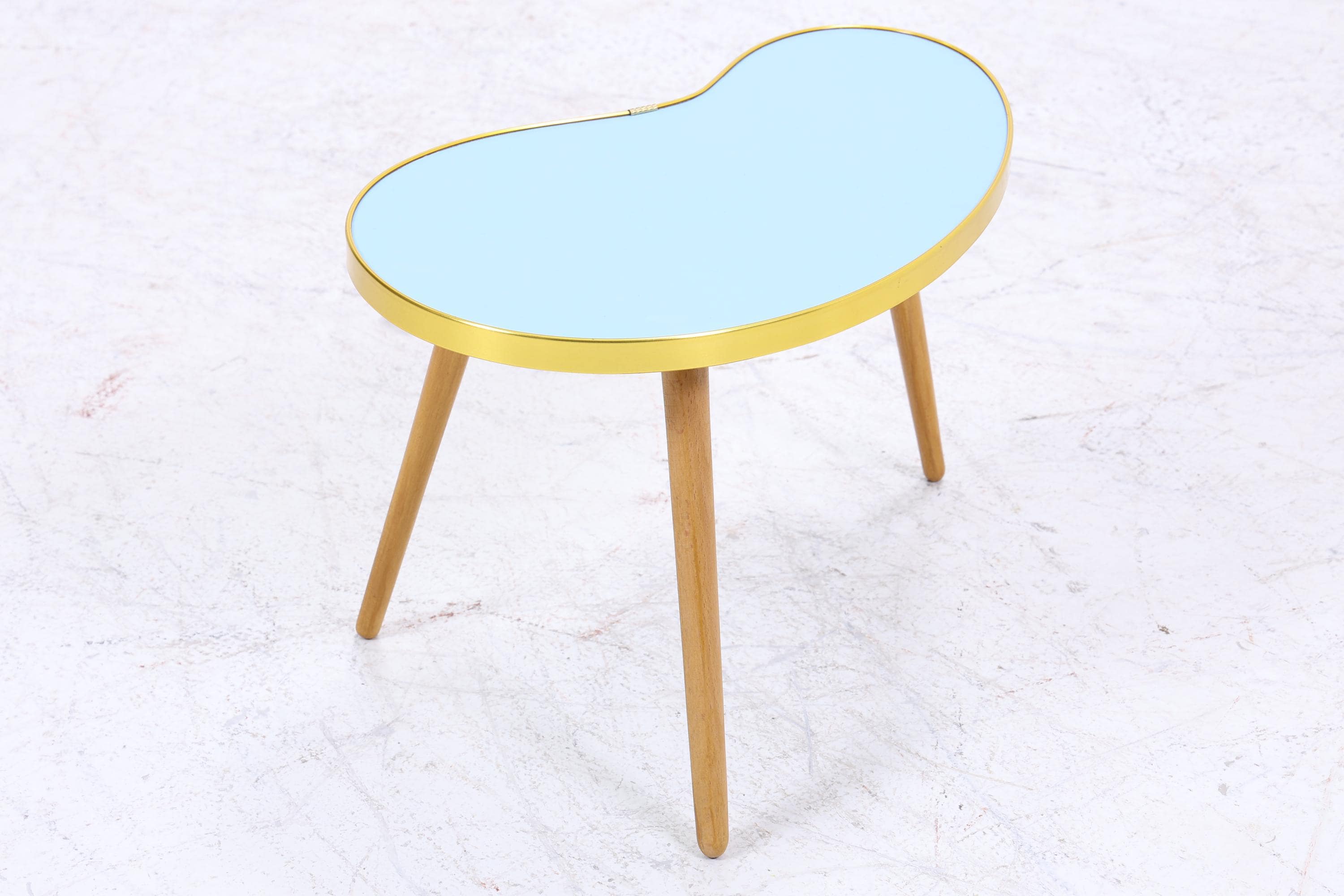 Vintage Nierentisch | Mid Century Blumentisch | Beistelltische Blau 60er Jahre