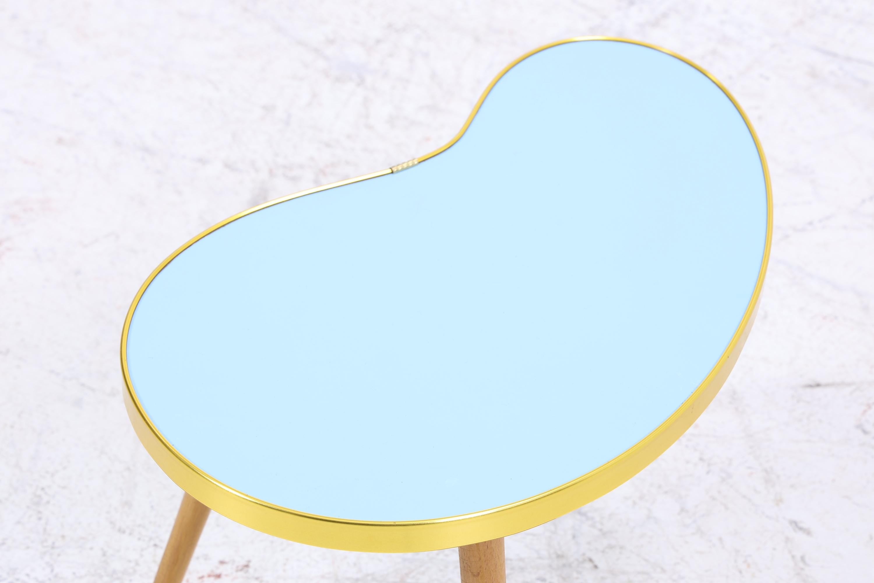 Vintage Nierentisch | Mid Century Blumentisch | Beistelltische Blau 60er Jahre