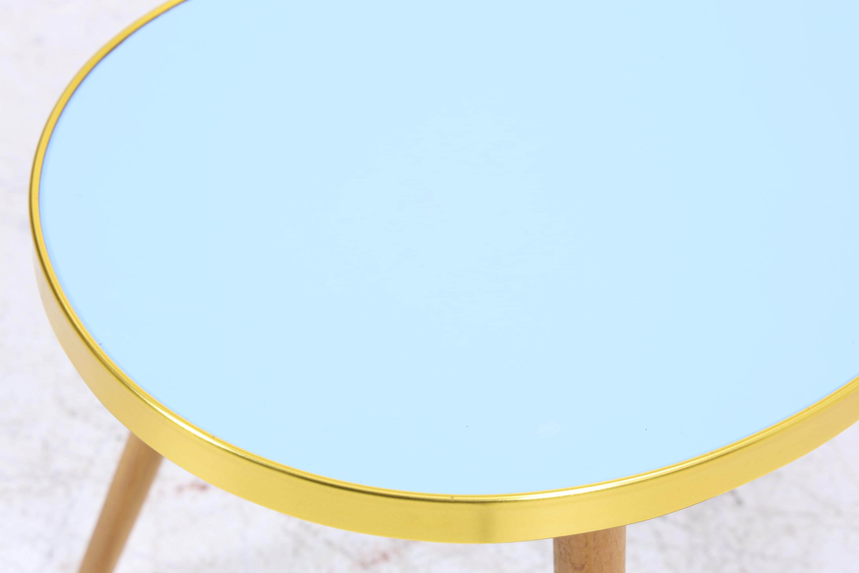 Vintage Nierentisch | Mid Century Blumentisch | Beistelltische Blau 60er Jahre