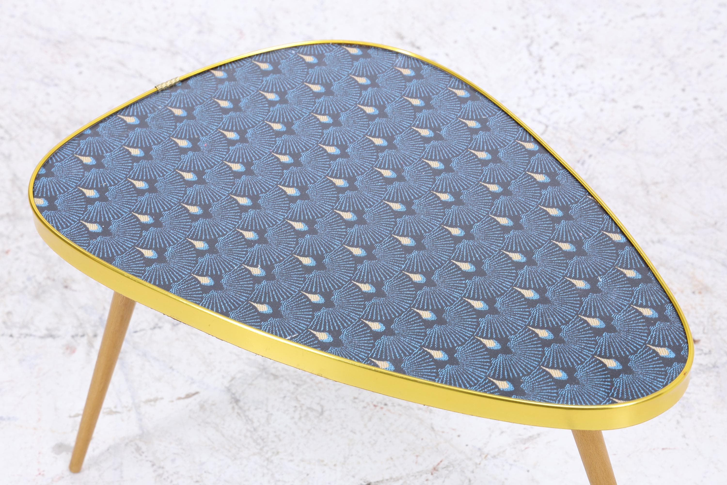 Vintage Blumentisch | Mid Century Nierentisch | Beistelltisch Pfauenmuster 60er Jahre