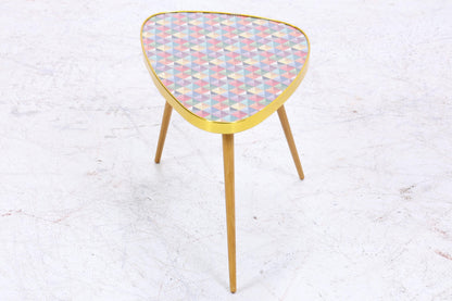 Vintage Blumentisch | Mid Century Nierentisch | Beistelltisch Bunt Kariert gemustert 60er Jahre