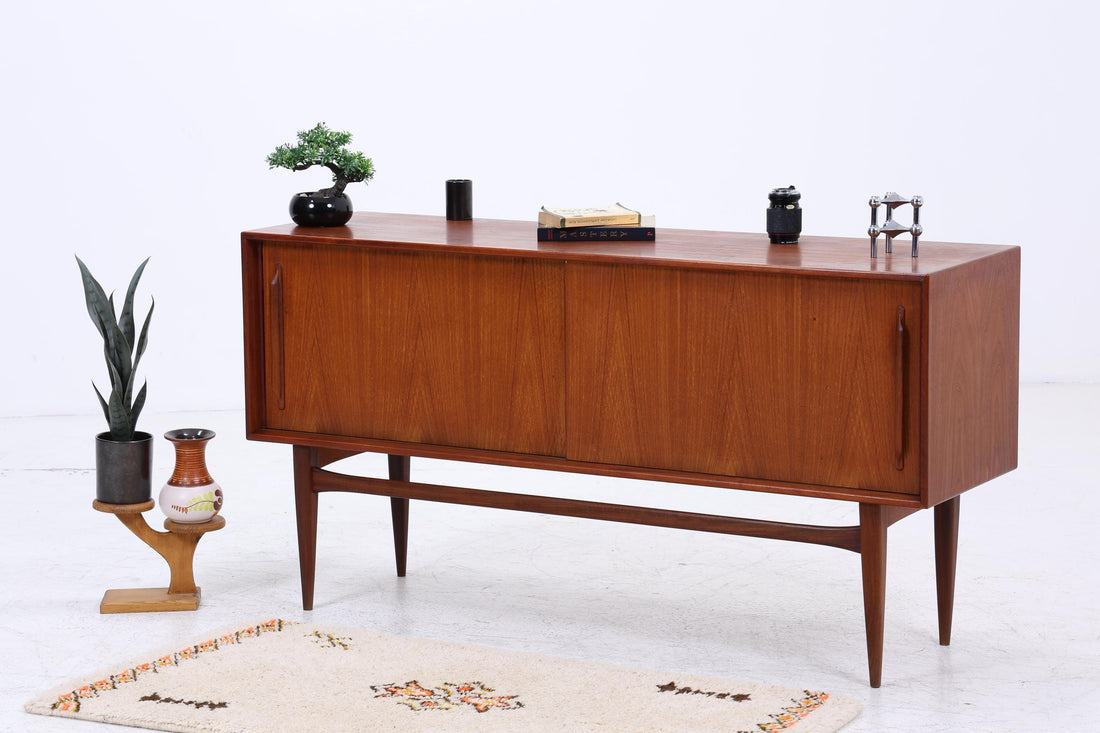 RT-217 Teak Sideboard von Heinrich Riestenpatt für RT Möbel | Mid Century Anrichte mit Schiebetüren Vintage Retro Holz Aufbewahrung