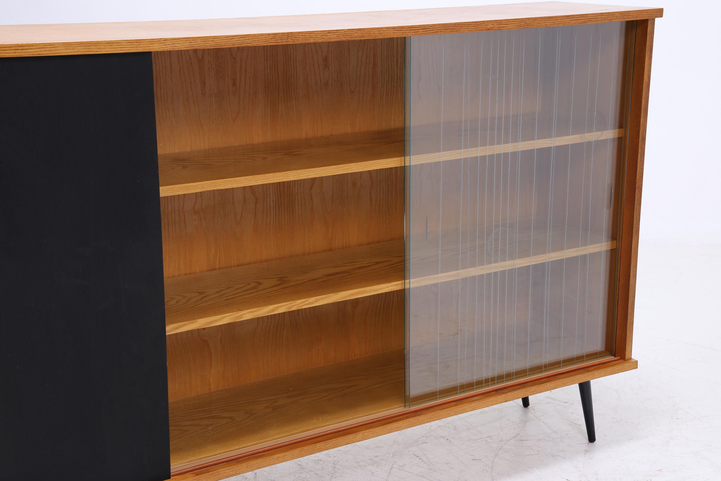 Vintage Glas Highboard 60er Jahre |  Mid Century Sideboard Vitrine Holz Design