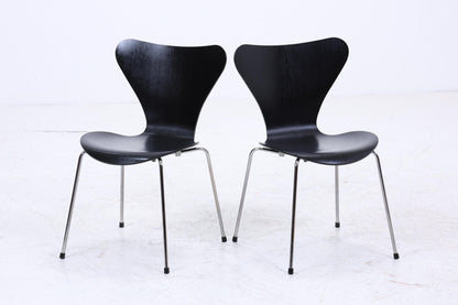 2er Set Vintage Stühle von Fritz Hansen der Serie 7 aus 1995 | Mid Century Stil Küchen Stuhl Esszimmerstühle Retro Schwarz