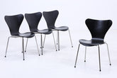 4er Set Vintage Stühle von Fritz Hansen der Serie 7 aus 1995 | Mid Century Stil Küchen Stuhl Esszimmerstühle Retro Schwarz