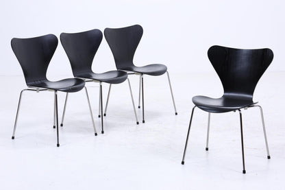 4er Set Vintage Stühle von Fritz Hansen der Serie 7 aus 1995 | Mid Century Stil Küchen Stuhl Esszimmerstühle Retro Schwarz