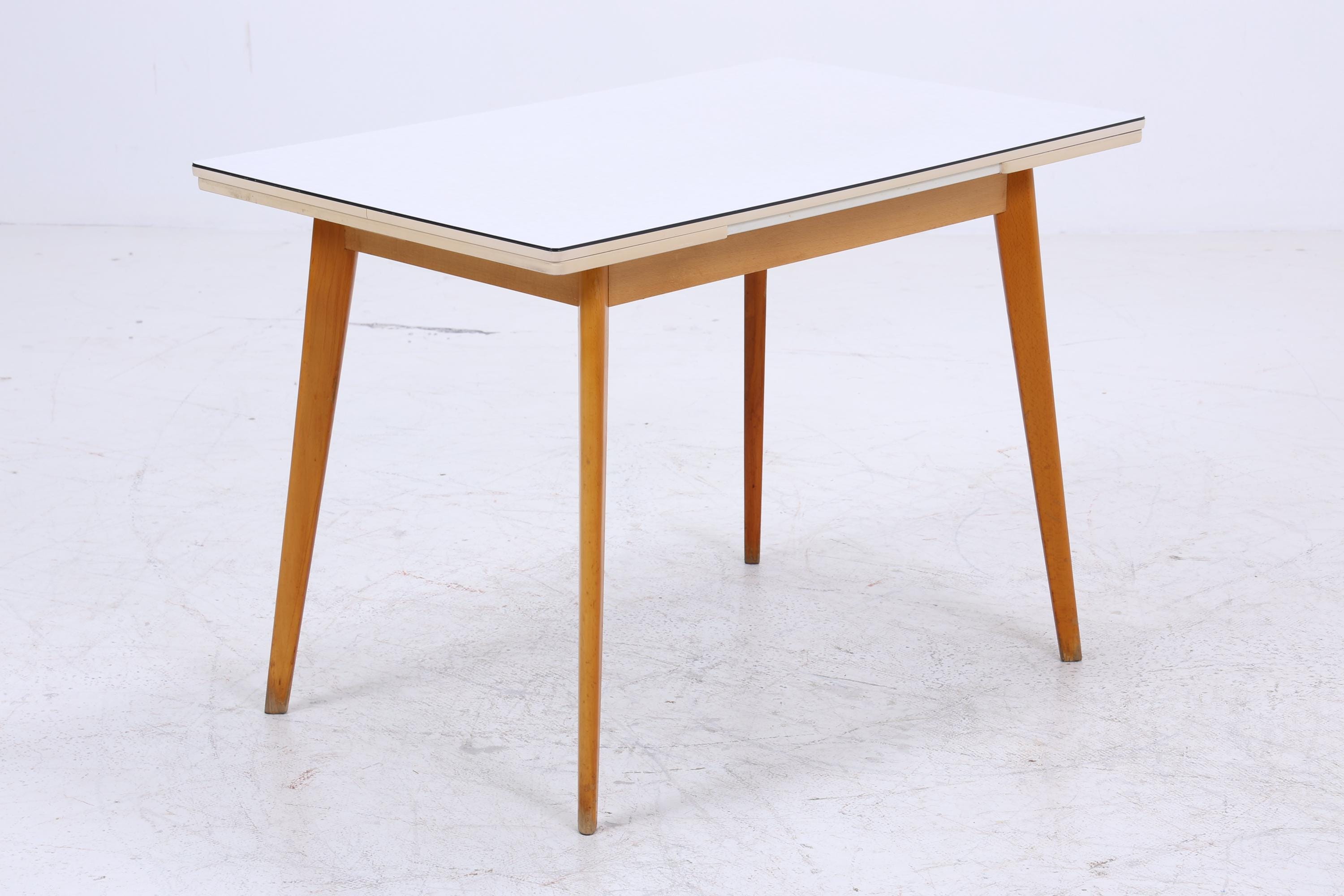 Klassischer Vintage Küchentisch 60er Jahre | Mid Century Esstisch Tisch Retro 70er Holz Resopal Ausziehbar