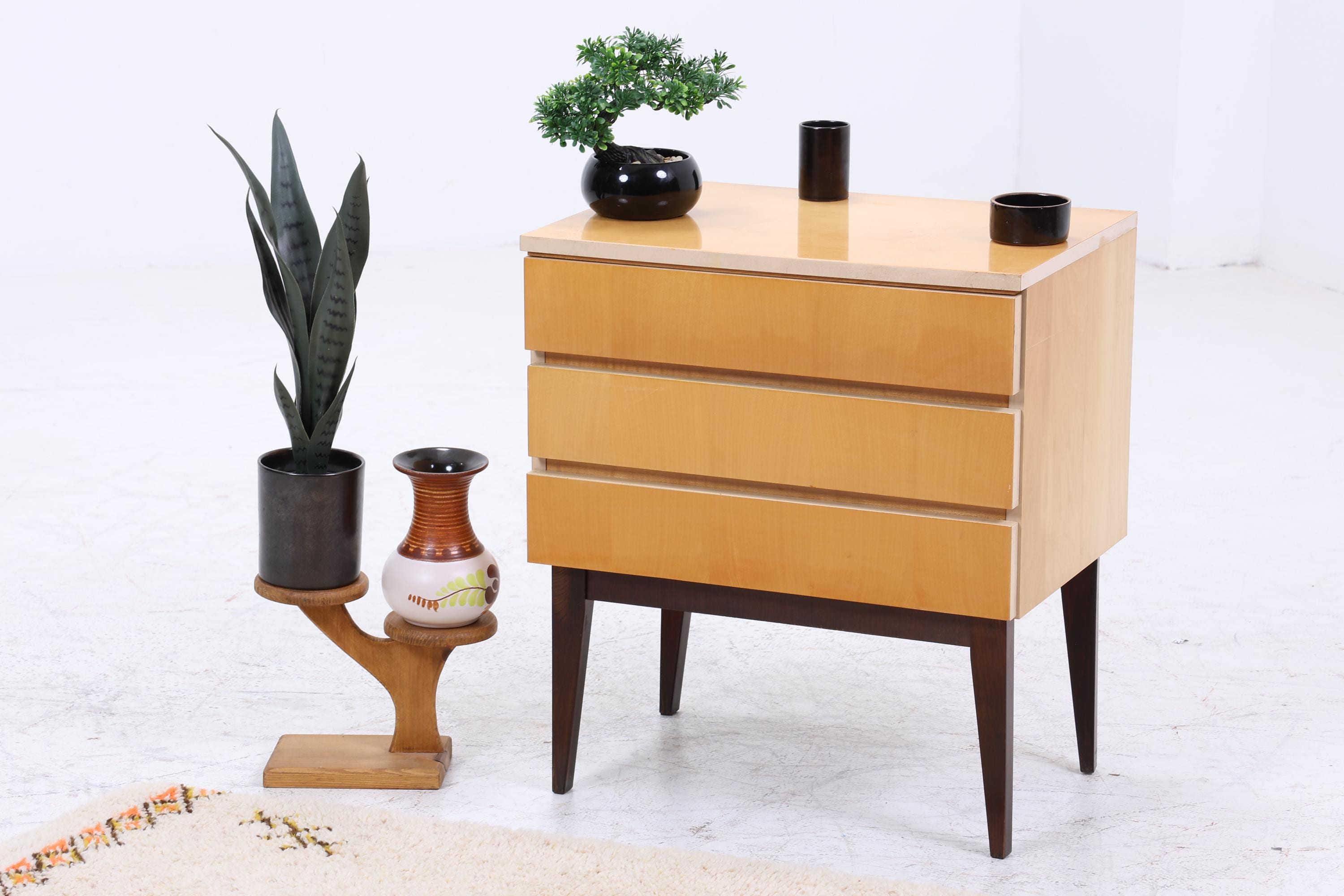 Vintage Mini Kommode 60er | Mid Century Schrank | Kommode Retro Holz Aufbewahrung