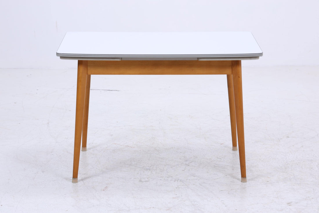 Vintage Küchentisch 60er Jahre | Mid Century Esstisch Tisch Retro 70er Holz Resopal Ausziehbar