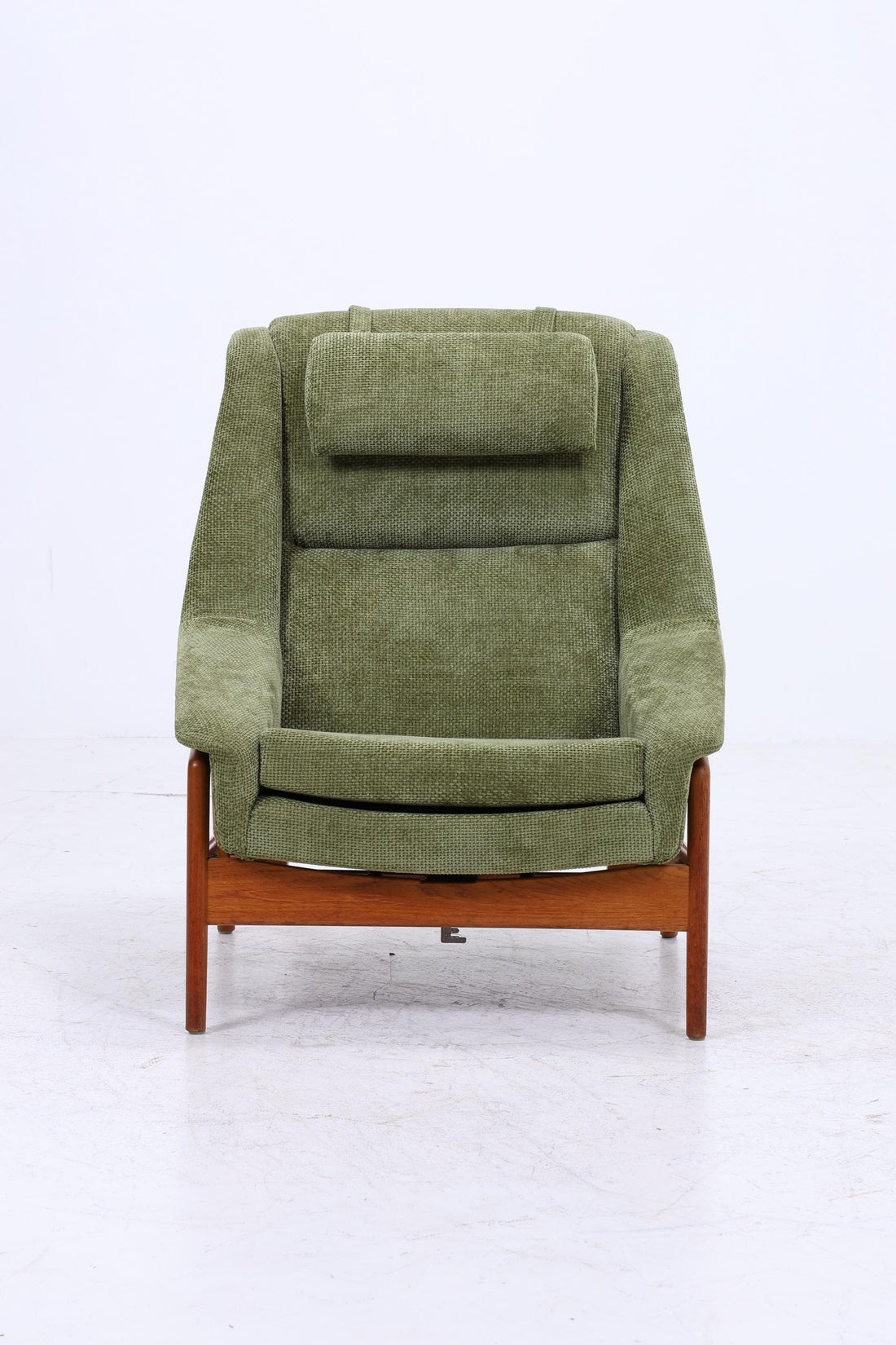 Vintage Teak Sessel von Folke Ohlsson für Dux, Grüner Polstersessel, Schaukel Lounge-Sessel mit Armlehnen, Mid-Century Danish Design