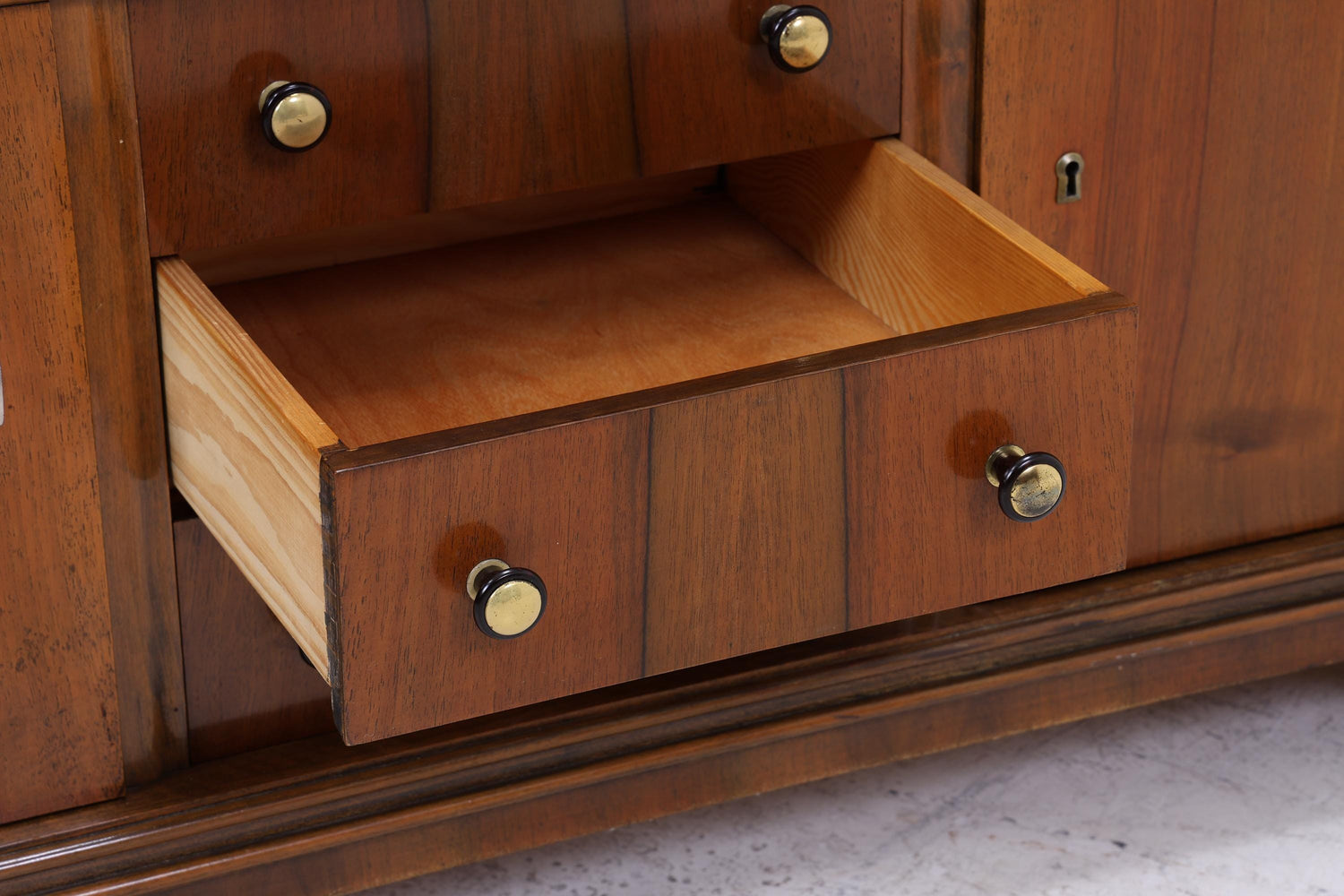 Vintage Kommode mit Glastüren | Antik Vitrine Flur Schrank | Holz Aufbewahrung