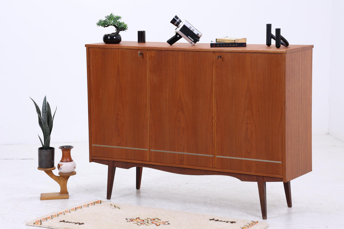 Vintage Teak Highboard 60er Jahre | Mid Century Sideboard Schrank Holz Aufbewahrung
