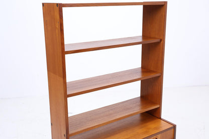 Vintage Teak Regal 60er Jahre | Mid Century Bücherregal mit Schiebetüren &amp; Schubladen Retro Holz Aufbewahrung