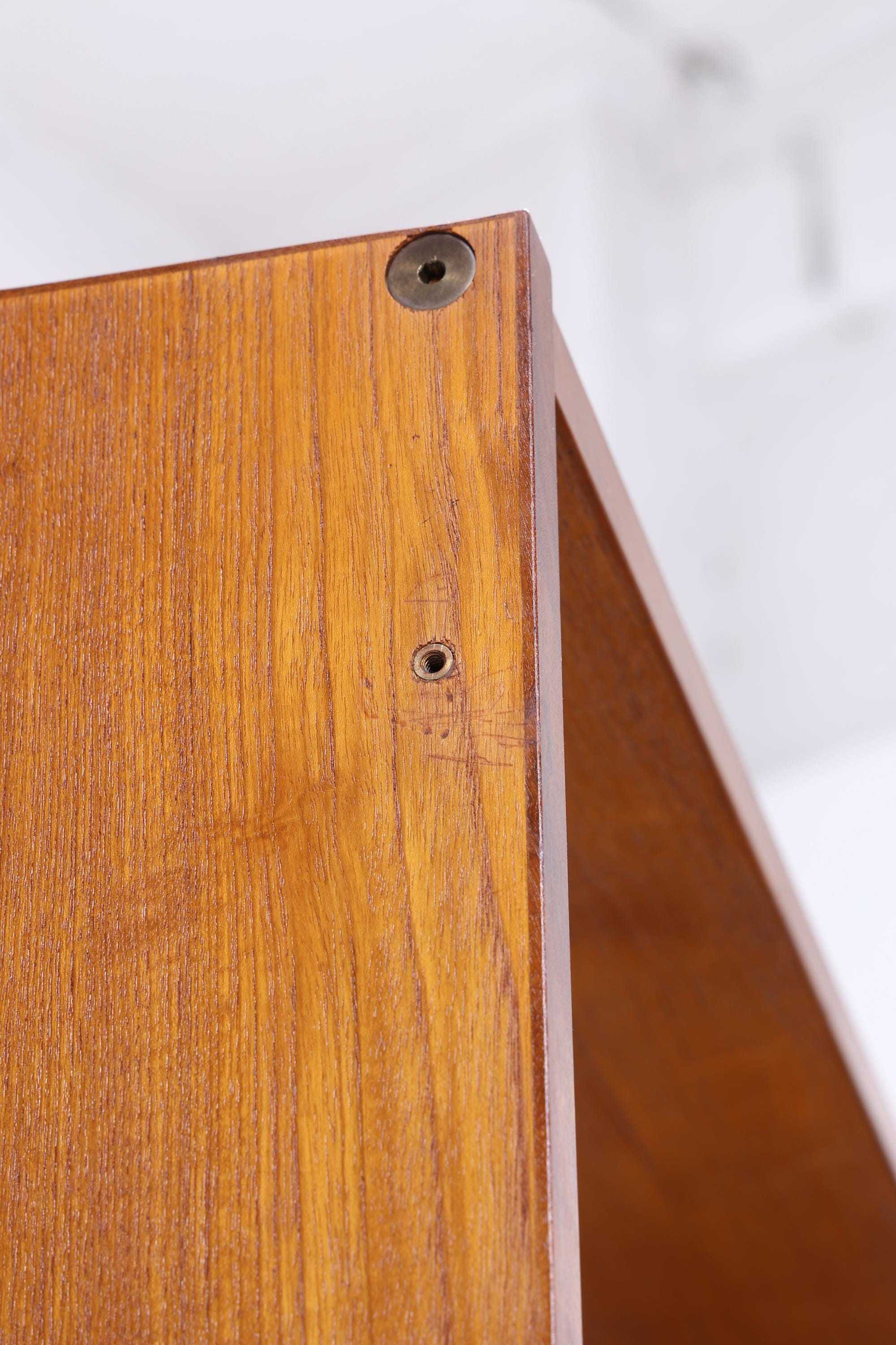 Vintage Teak Regal 60er Jahre | Mid Century Bücherregal mit Schiebetüren &amp; Schubladen Retro Holz Aufbewahrung