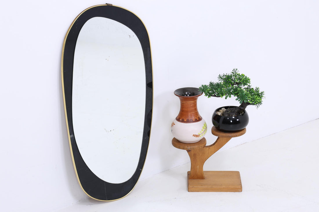 Vintage Spiegel 60er Jahre | Mid Century Hänge Spiegel Mirror Holz Retro Rund Vintage
