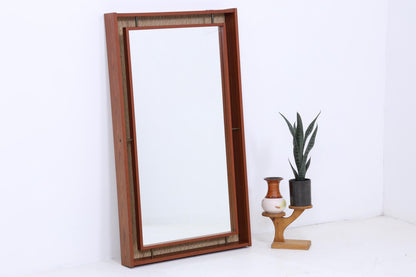 Vintage Spiegel 60er Jahre | Mid Century Hänge Spiegel mit Leuchten Mirror Holz Retro Schräg Vintage
