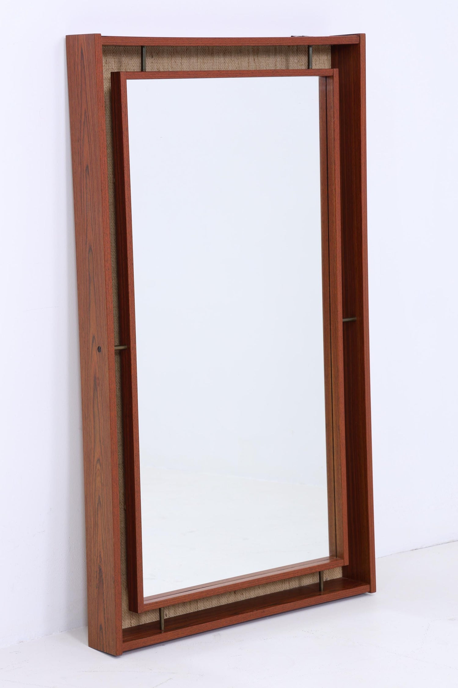 Vintage Spiegel 60er Jahre | Mid Century Hänge Spiegel mit Leuchten Mirror Holz Retro Schräg Vintage