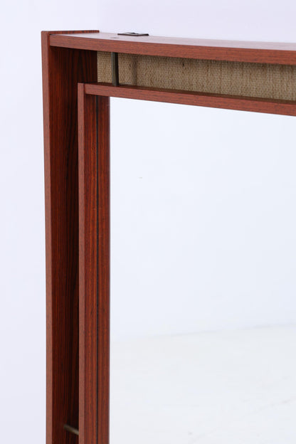 Vintage Spiegel 60er Jahre | Mid Century Hänge Spiegel mit Leuchten Mirror Holz Retro Schräg Vintage