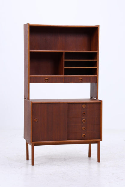Vintage Teak Regal 60er Jahre | Mid Century Bücherregal mit Schiebetüren &amp; Schubladen Retro Holz Aufbewahrung
