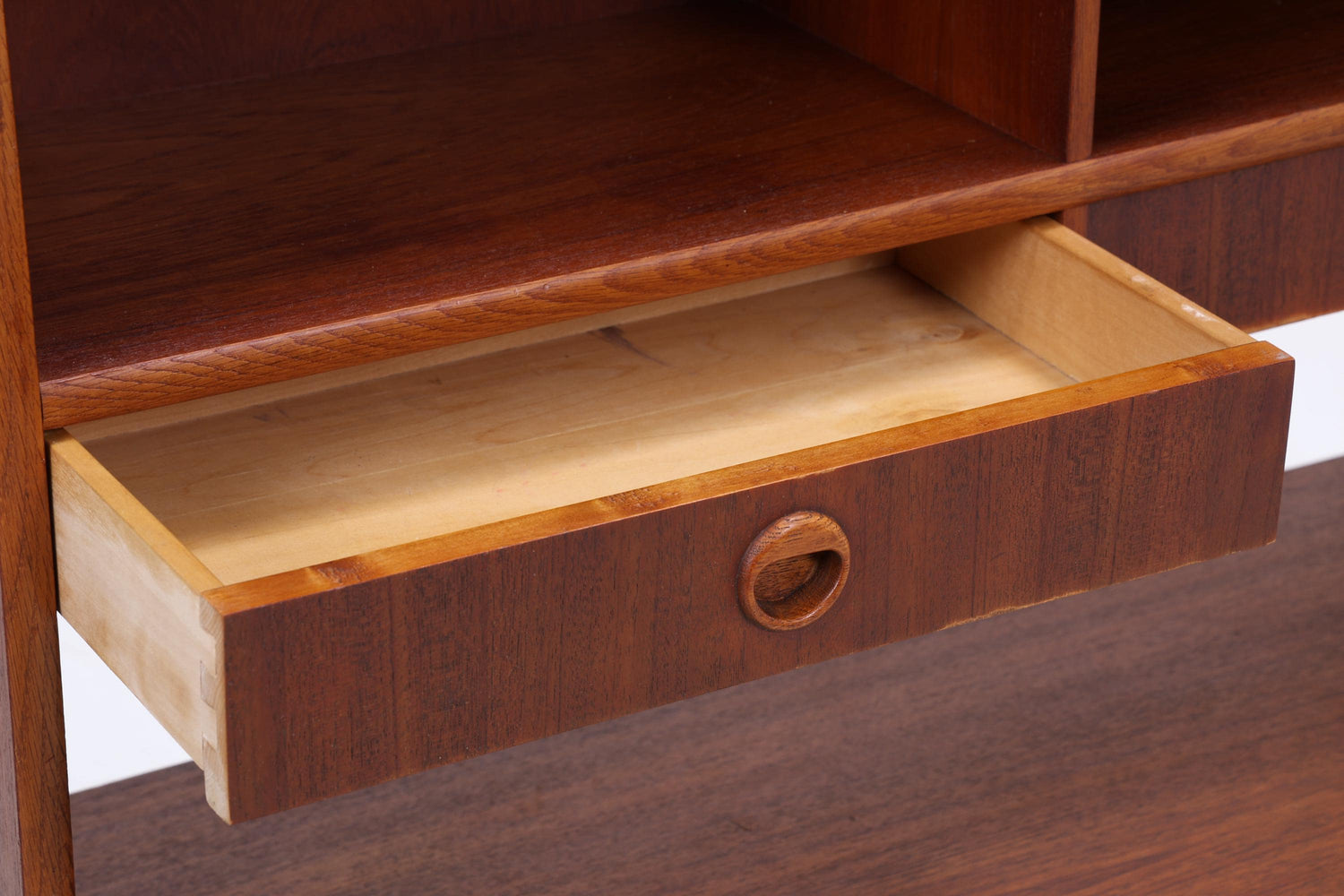 Vintage Teak Regal 60er Jahre | Mid Century Bücherregal mit Schiebetüren &amp; Schubladen Retro Holz Aufbewahrung