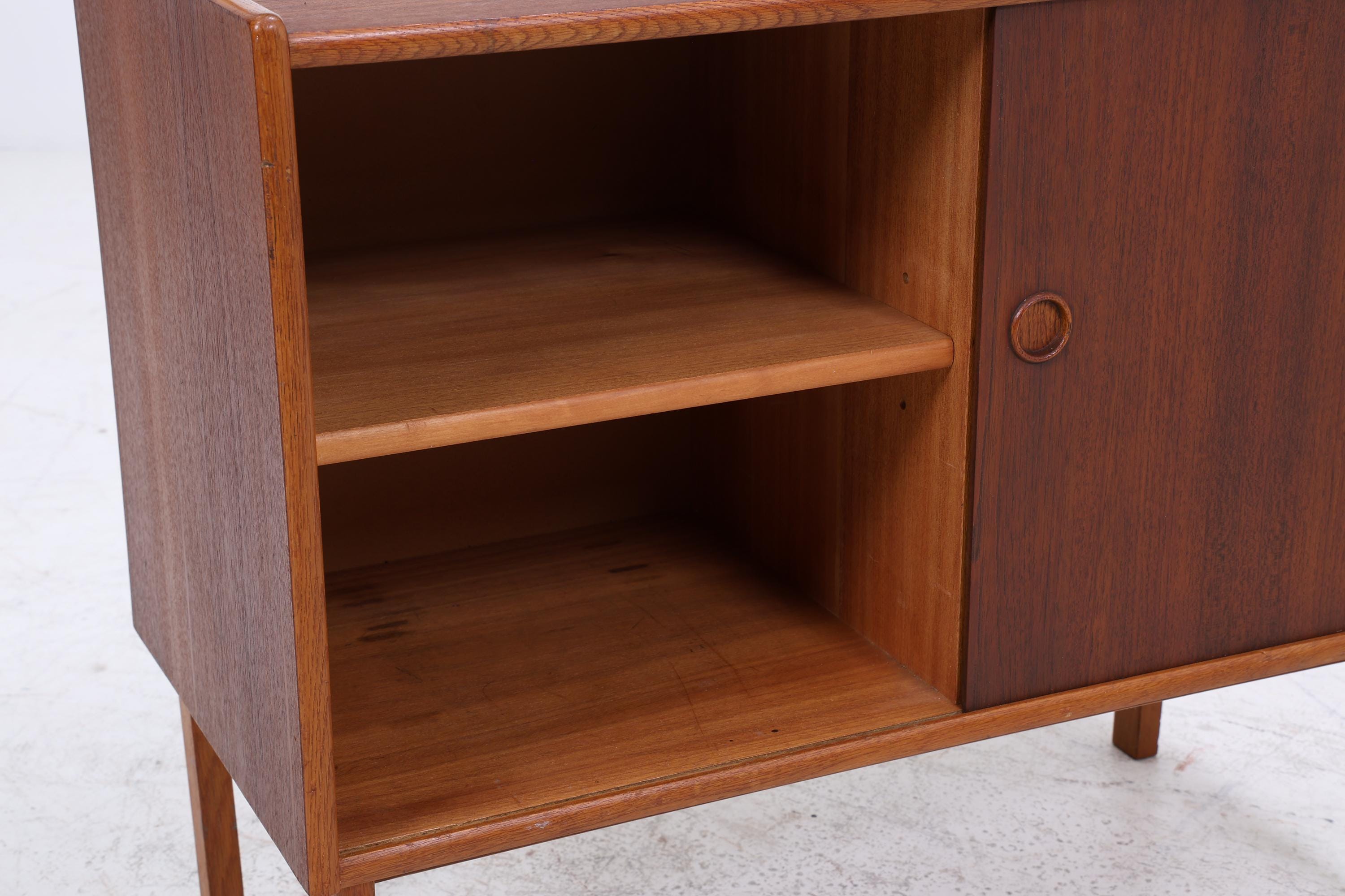 Vintage Teak Regal 60er Jahre | Mid Century Bücherregal mit Schiebetüren &amp; Schubladen Retro Holz Aufbewahrung