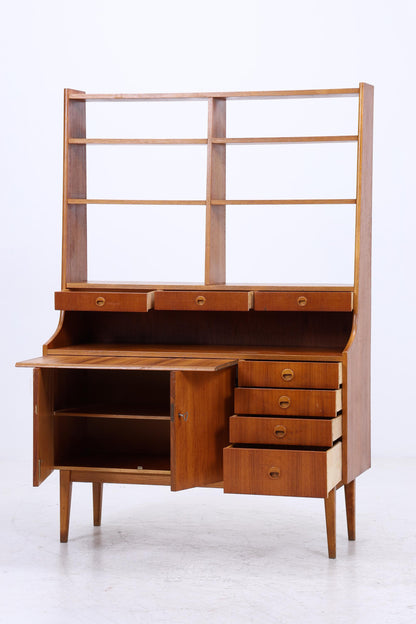 Vintage Teak Regal 60er Jahre | Mid Century Bücherregal Sekretär Retro Holz Aufbewahrung