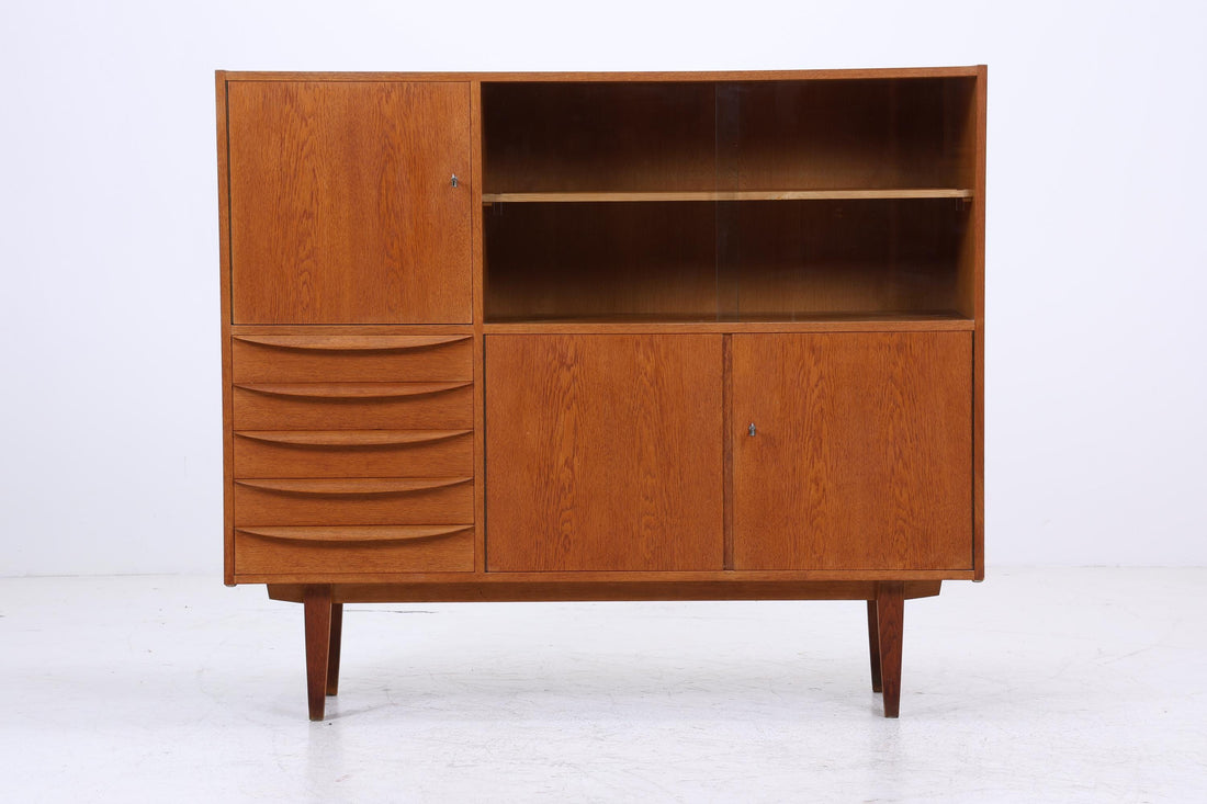 Hellerau Vintage Vitrineaus Eiche  | Mid Century Highboard Serie 602 Franz Ehrlich Schrankwand Schrank Aufbewahrung