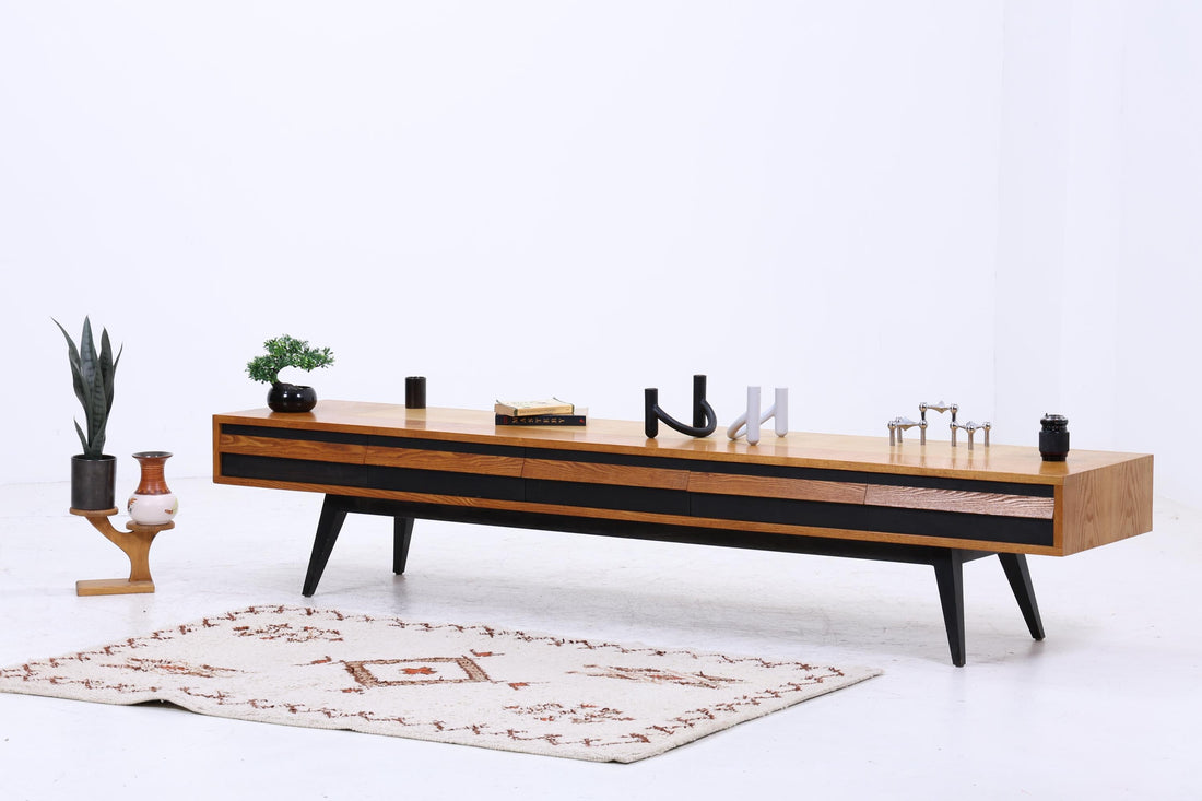 Vintage Lowboard 60er Jahre | Mid Century Sideboard mit Schubladen Retro Holz Aufbewahrung