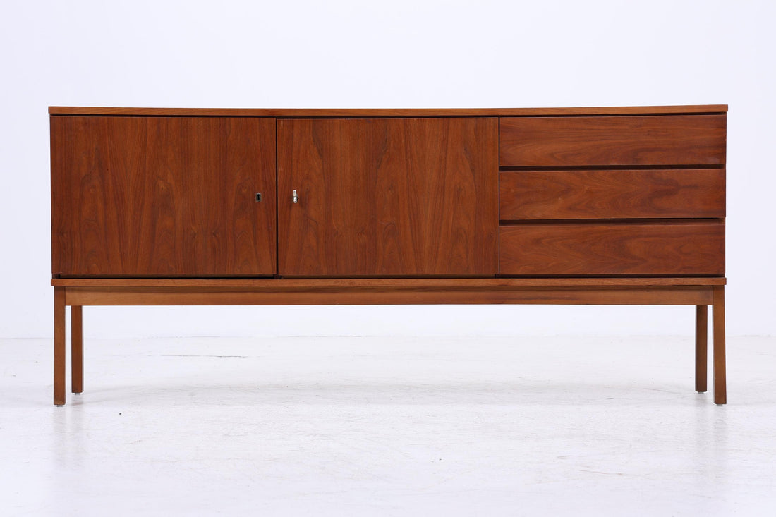 Vintage Sideboard 60er Jahre | Mid Century TV Board mit Schubladen &amp; Fächern Retro Holz Aufbewahrung