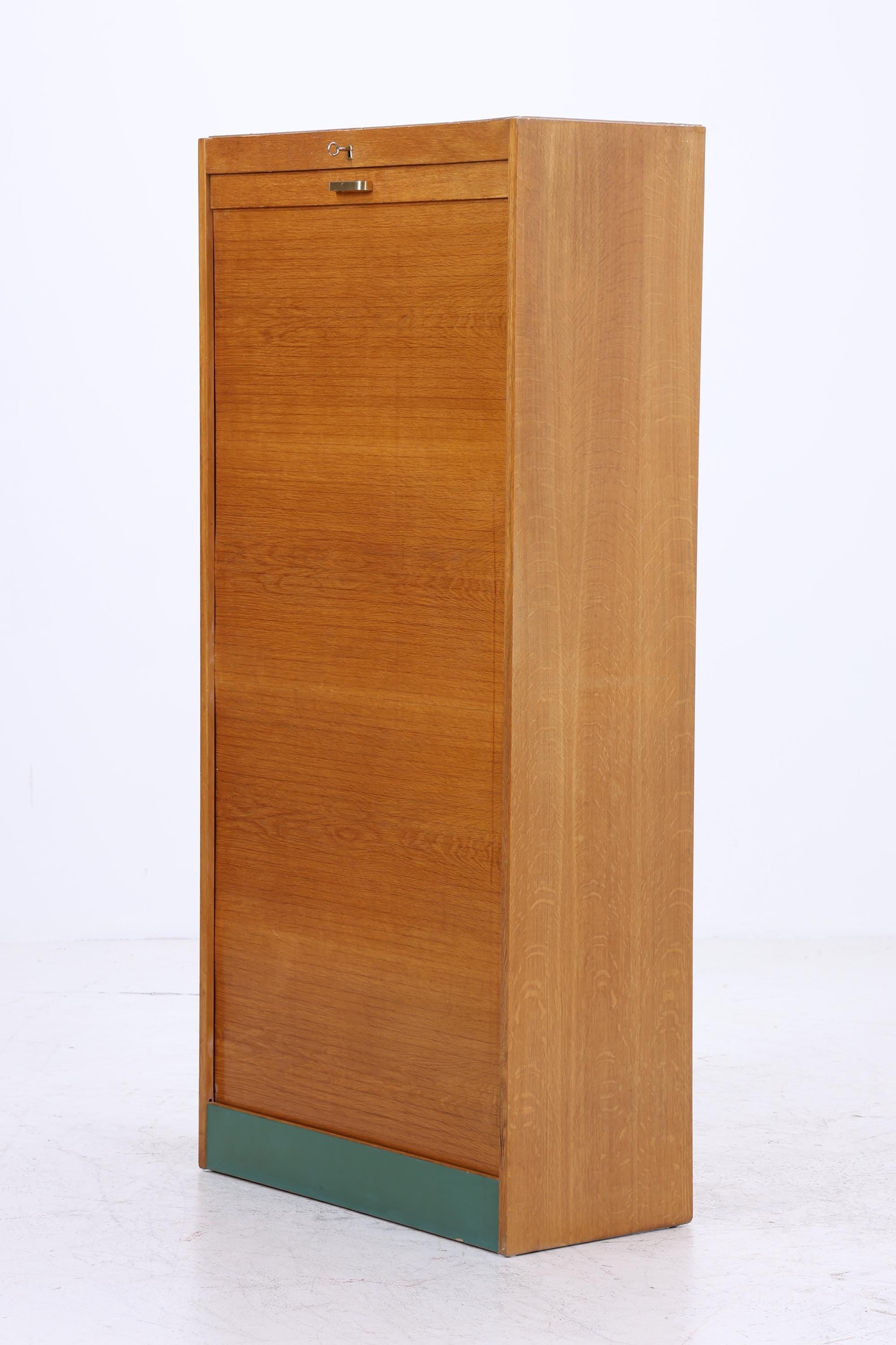 Vintage Rollladenschrank 60er Jahre | Mid Century Schrank Bücherschrank Highboard Holz Aufbewahrung Aktenschrank